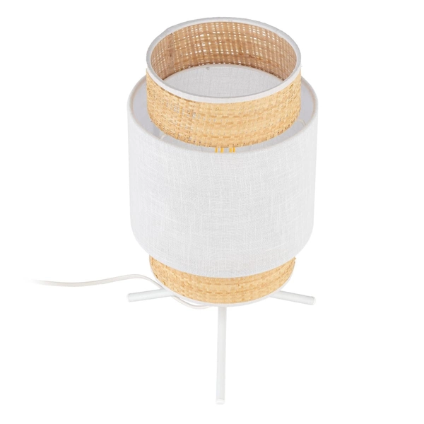 Rustykalna lampka nocna Boho 5535 TK Lighting okrągła biała słomkowa