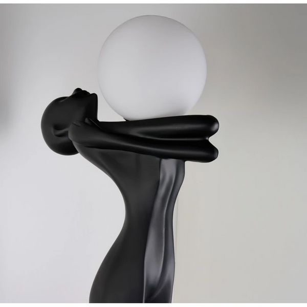 Stojąca lampa człowiek HESTIA czarna biała AZ6787 1xE27 kulista