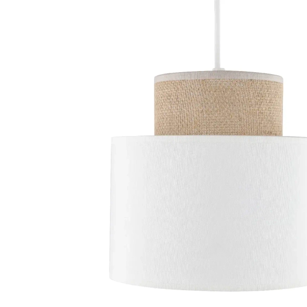 Nowoczesna lampa wisząca Duo 10078 tuba naturalna juta biały