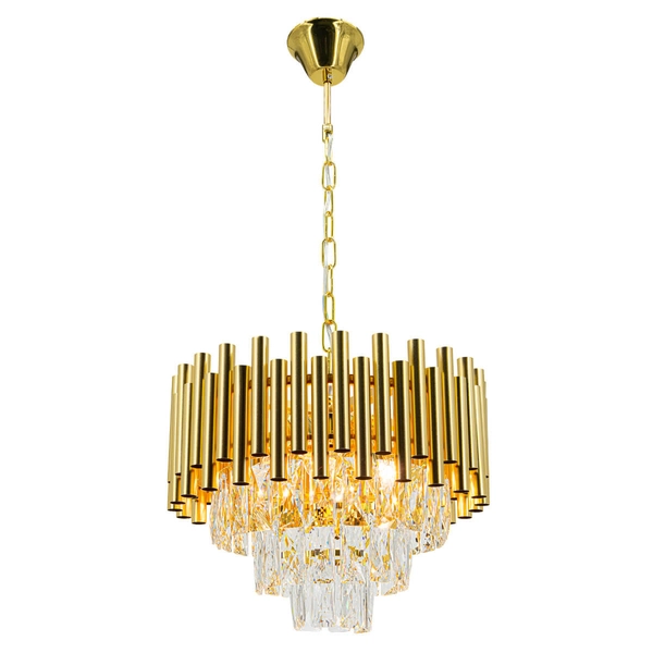 Kryształowa lampa wisząca Bari 6230/4 TR glamour okrągła złota