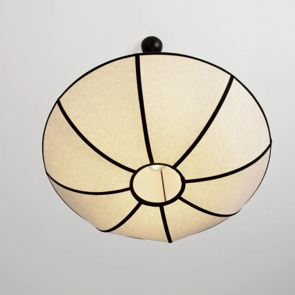 Lniana lampa wisząca RABRE LE-52014 beżowa czarna 1xE27 tkaninowa