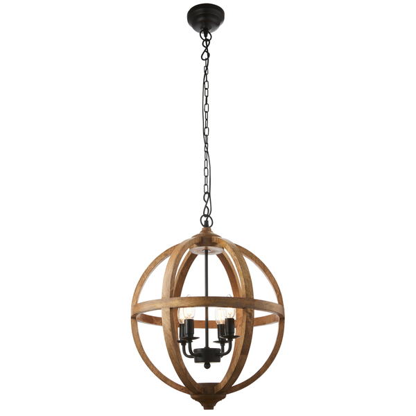 Wisząca lampa Toba 73575 Endon klatka na łańcuchu czarna drewno