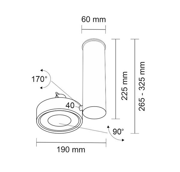 LAMPA sufitowa NATORI IL 2260 Shilo regulowana OPRAWA metalowa LED 10W 3000K tuba czarna