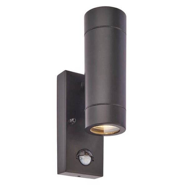 Metalowa lampa ścienna Palin PIR 75433 z czujnikiem ruchu IP44 czarna