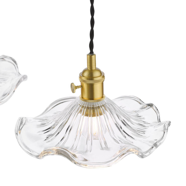Falista lampa wisząca Hadano HAD3640-12 szklana mosiądz przezroczysty