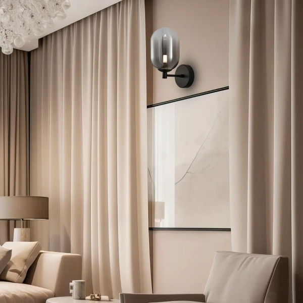 Ścienny kinkiet do przedpokoju ALIAS BLACK ML0324 kula szklana czarny