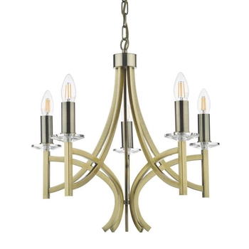 Żyrandol nad stół Lyon LYO0575 Dar Lighting kryształ mosiądz