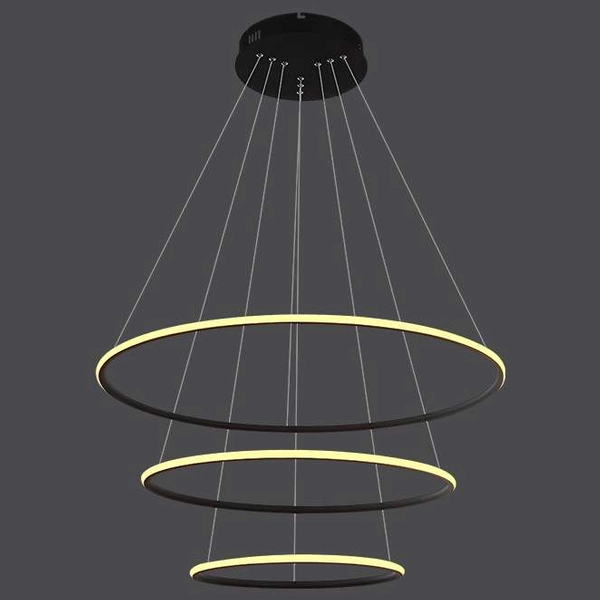 LAMPA wisząca SLIM/000024/3000/B MDECO okrągła OPRAWA biurowy ZWIS LED 125W 3000K ring czarny