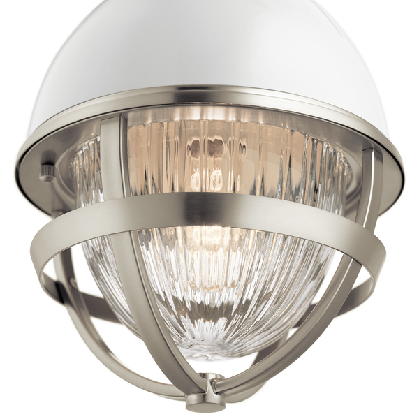 Lampa wisząca kopuła QN-TOLLIS-MP-BN szklana biała nikiel