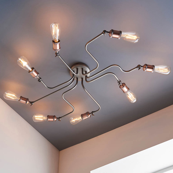 Wielopunktowa lampa sufitowa Hal 81610 retro miedziany cyna