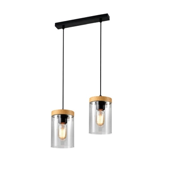 Wisząca lampa Wels 32-21991 szklana przydymiony drewniany czarny
