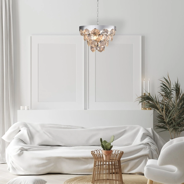 Pałacowa LAMPA wisząca GRACE ML5993 Milagro kryształowa OPRAWA okrągły ZWIS na łańcuchu chrom