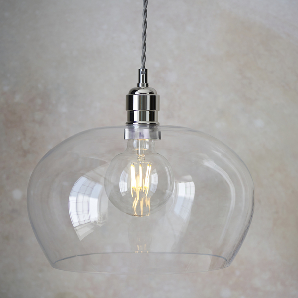 Zwisowa lampa do kuchni L&-1102677 Light& szklana kopuła nikiel