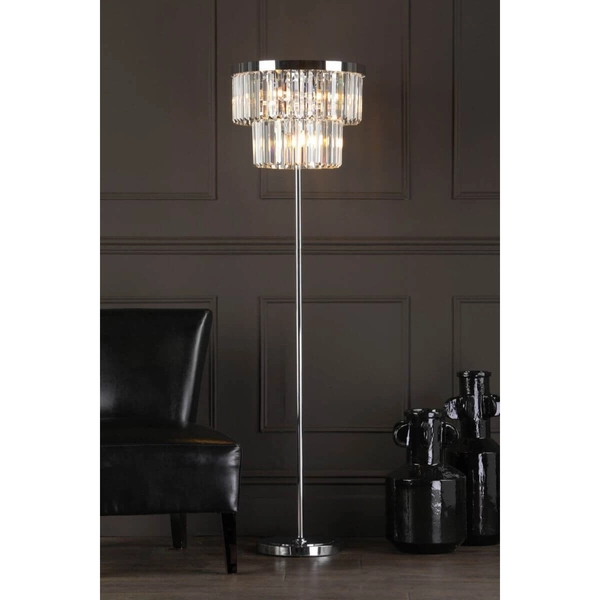 Podłogowa lampa salonowa Angel ANG4908 Dar Lighting glamour kryształ chrom