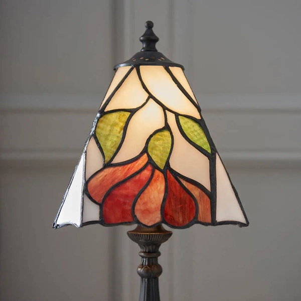 Stołowa lampka tiffany Botanica 63963 z wtyczką szklana brązowa kolorowa