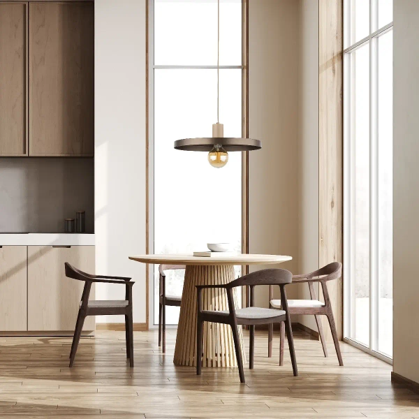 Nad stół wisząca lampa Sila 10758 metalowy abażur brązowy beżowy