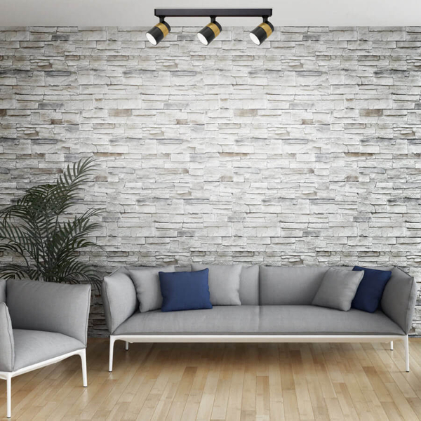 Potrójna lampa salonowa Antillo LP-770/3W BK regulowany kąt światła sufitowa metal czarny złoty