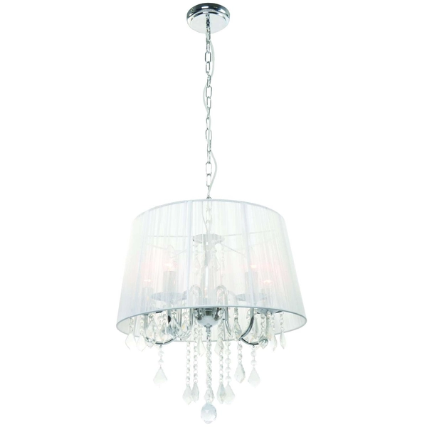 LAMPA wisząca MONA LP-5005/5P srebrna Light Prestige abażurowa OPRAWA na łańcuchu ZWIS z kryształkami glamour crystal srebrny