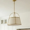 Modernistycza lampa wisząca SAVANNAH biała złota metalowa art deco z abażurem P05545BR-WH