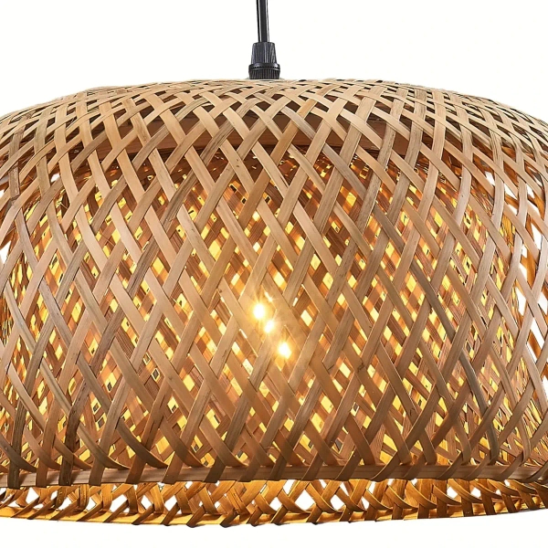 Lampa wisząca bambusowa Korfu 329110 do sypialni brązowa czarna