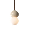 Wisząca lampa Bilo PL0135 Yaskr drewno kamień kula beżowa biała