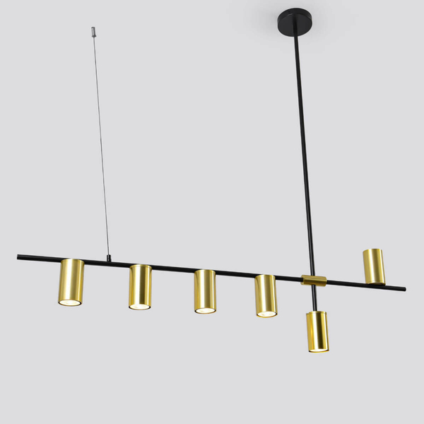 Lampa wisząca ARIZONA LP-074/6PL BK/GD Light Prestige loftowa oprawa metalowy zwis tuby czarne złote