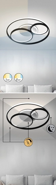 Plafon LAMPA sufitowa AQUILA 3335 Rabalux metalowa OPRAWA plafoniera LED 50W 3000K - 6000K pierścienie rings białe czarne