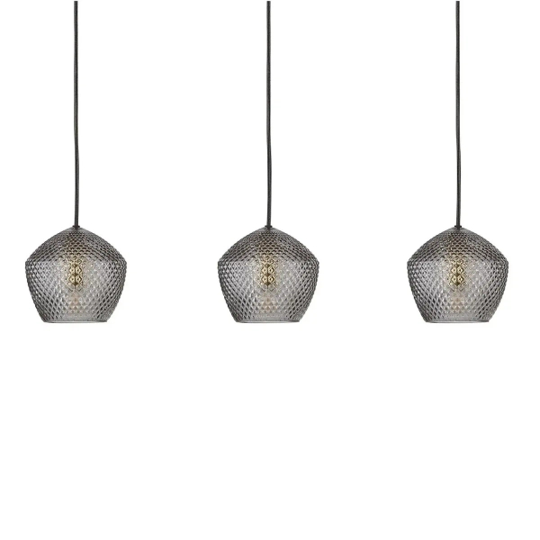 Szklana lampa wisząca Orbiform 2010693047 potrójna bursztynowa czarna