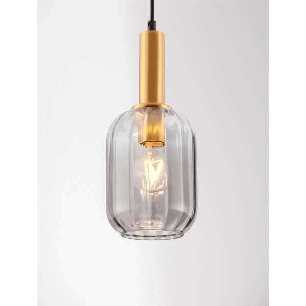 Zaokrąglona wisząca lampa QUERISA LE45215 do salonu złota