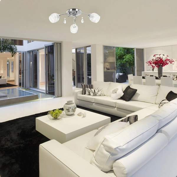 Metalowa lampa sufitowa Melissa 2621 Rabalux potrójna crystals biała chrom