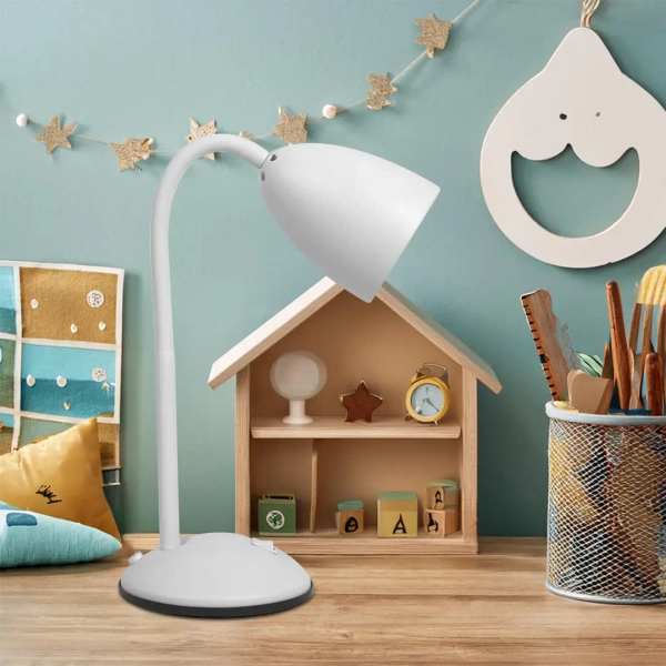 Biurkowa lampa metalowa LOGIC WHITE ML1636 z włącznikiem biała