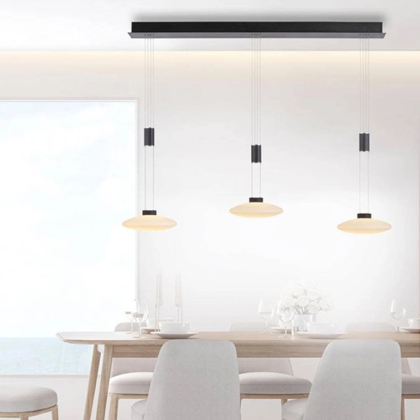 3-płomienna lampa wisząca Lautada LED 22,5W do salonu czarna