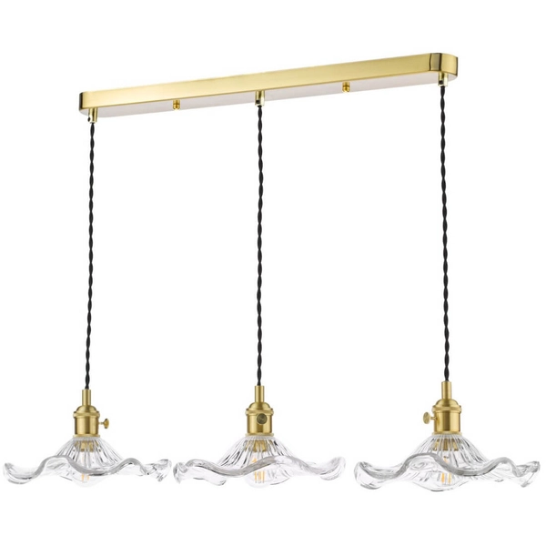 Falista lampa wisząca Hadano HAD3640-12 szklana mosiądz przezroczysty