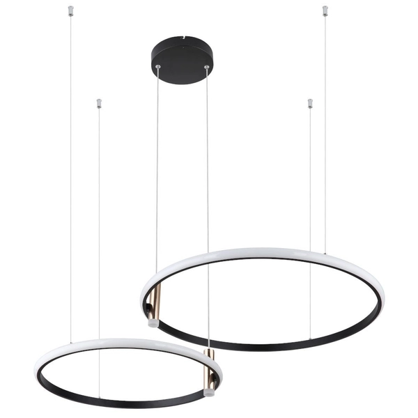 Nowoczesna LAMPA wisząca COCO 67300H Globo metalowe pierścienie LED 55W 2700K - 6000K zwis złoty