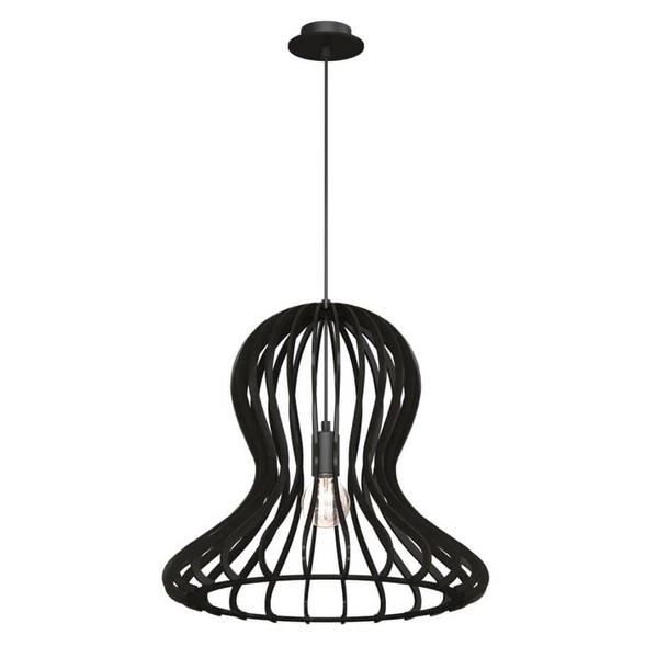 Salonowa lampa wisząca Octo 5020 Amplex kapelusz nad stół drewniana czarna