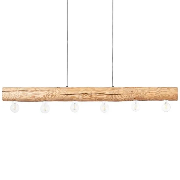 Drewniana lampa wisząca Trabo 99433/35 nad wyspę do kuchni sosnowa