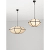 Lniana lampa wisząca RABRE LE-52014 beżowa czarna 1xE27 tkaninowa