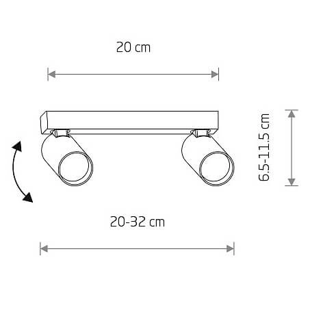 Regulowana lampa nasufitowa Fourty 11437 tubki metalowe jedwabisty szary