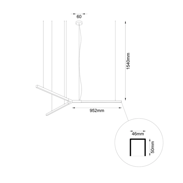 Salonowa lampa podwieszana Trikal 5223 LED 42W 3000K czarny