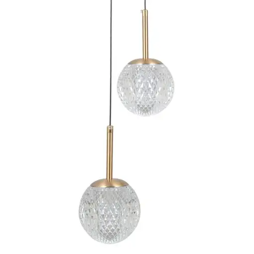 Potrójna kryształowa wisząca lampa Padri PND-40827-3-HBR-CL glamour złota