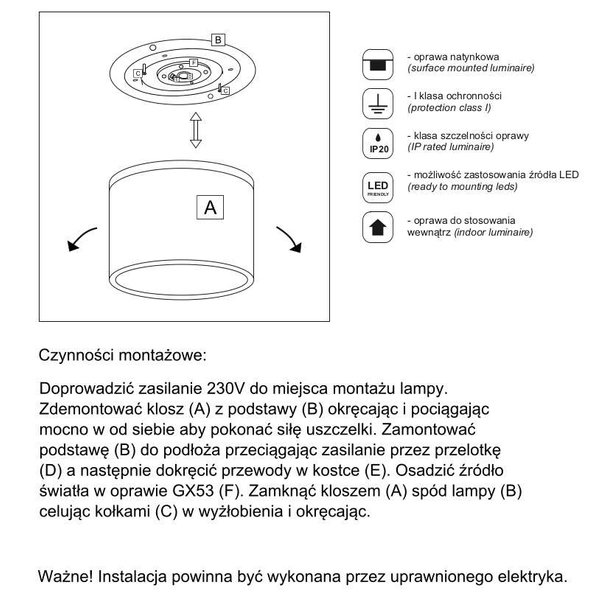 Downlight LAMPA sufitowa SUWA 1174 Shilo natynkowa OPRAWA plafon okrągły czarny