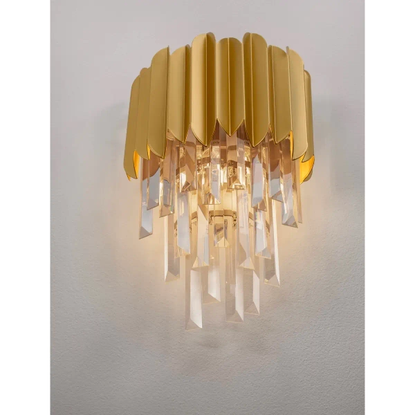 Ścienny kinkiet PELAVRO LE45105 kryształowy do sypialni złoty