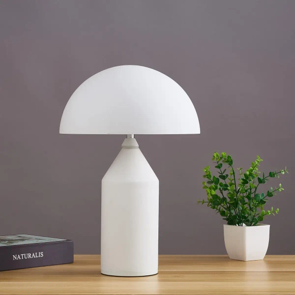 Designerska lampa stołowa Belfugo MT1234-250 WHITE Step szklany grzybek biały