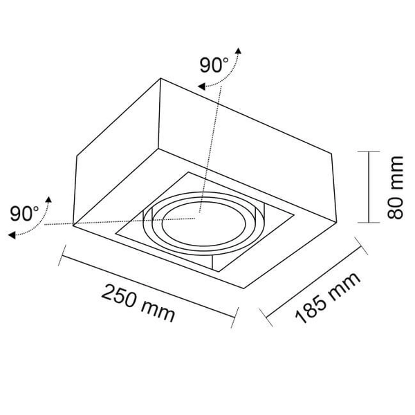Spot LAMPA sufitowa KOGA 1152 Shilo natynkowa OPRAWA prostokątna metalowa do łazienki czarna