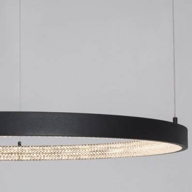 Glamour LAMPA wisząca MORON LE41724 Luces Exclusivas okrąga OPRAWA metalowy ZWIS LED 50W 3000K ring z krysztakami czarny