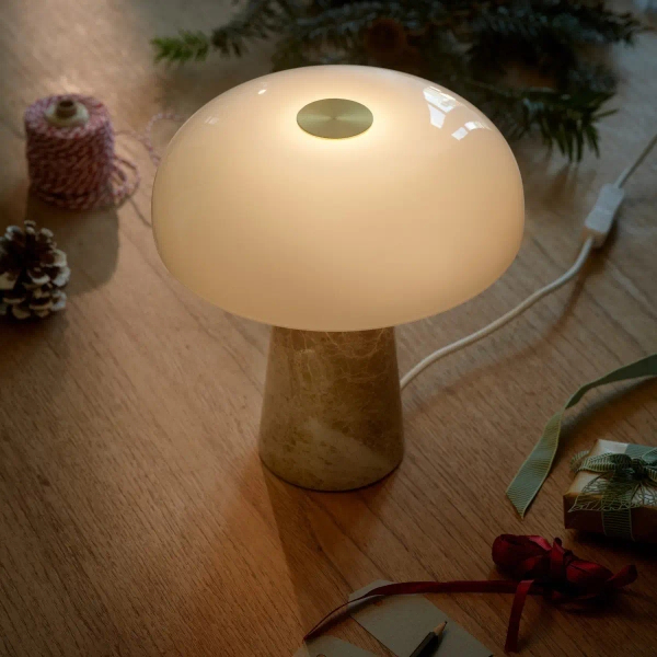 Stołowa lampka nocna Glossy 2520015009 marmurowa beżowa biała