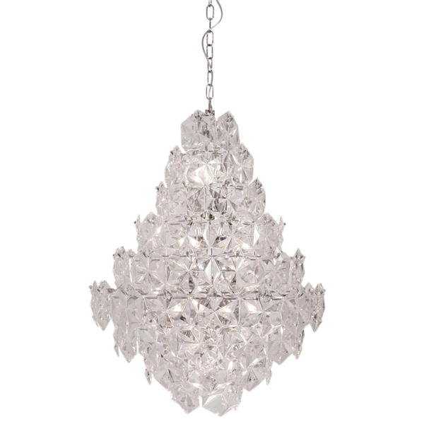 Glamour lampa wisząca Monarque na łańcuchu nad łóżko chrom