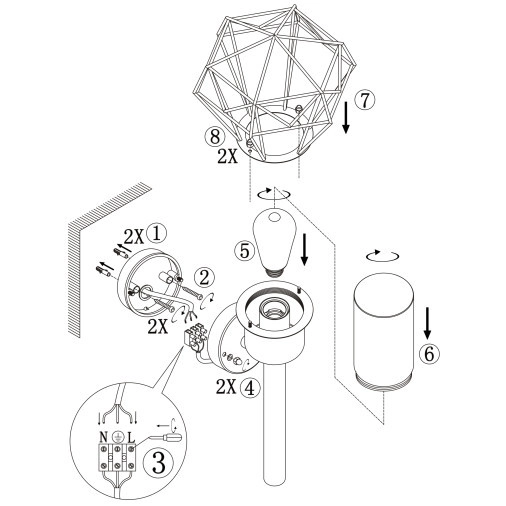 Elewacyjna LAMPA zewnętrzna HORACE 31355W Globo ścienna OPRAWA ogrodowa druciana outdoor IP44 czarna