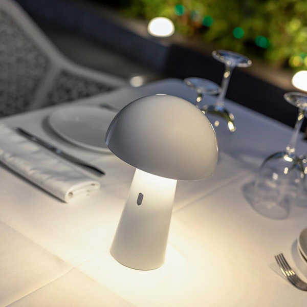 Stołowa lampka grzybek Shitake LUMSTK025BXWLNW King Home LED 5W 3000K IP44 regulacja klosza biały