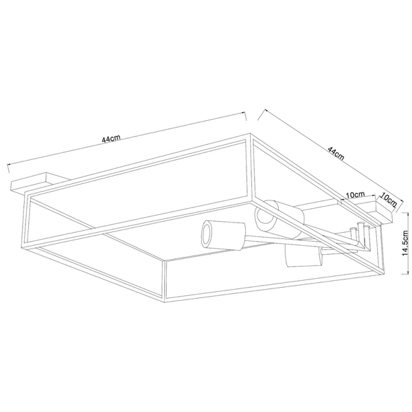 Plafon LAMPA skandynawska HAGAR 15477D1 Globo prostokątna OPRAWA sufitowa klatka metalowa czarna drewniana czarna drewniana